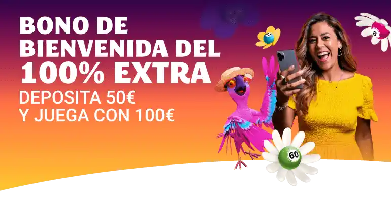 Bono de bienvenida del 100% extra en YoCasino: deposita 50€ y juega con 100€.