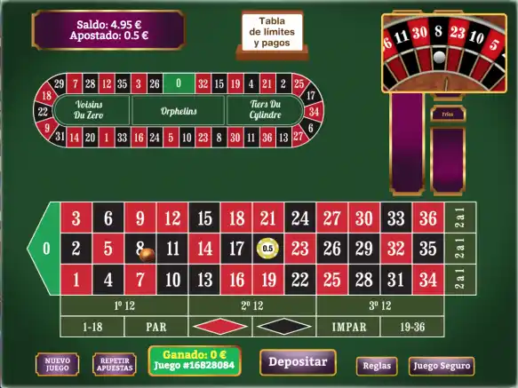 Mesa clásica de ruleta online en YoBingo.